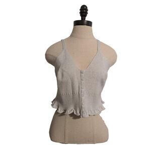 daily practice knit tank top‎ size medium cropped light gray